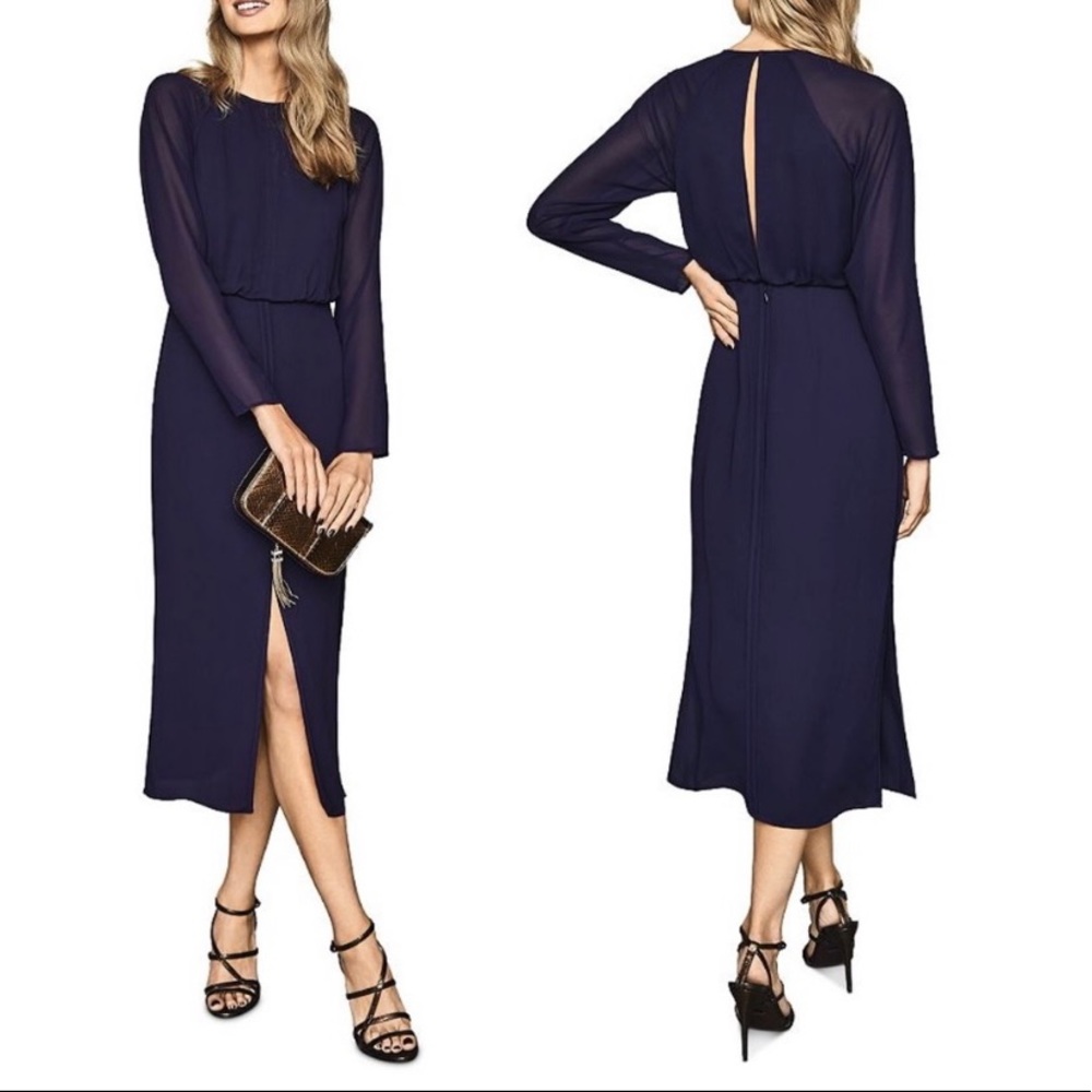 NWT Reiss Mylee Keyhole Neck Midi Dress